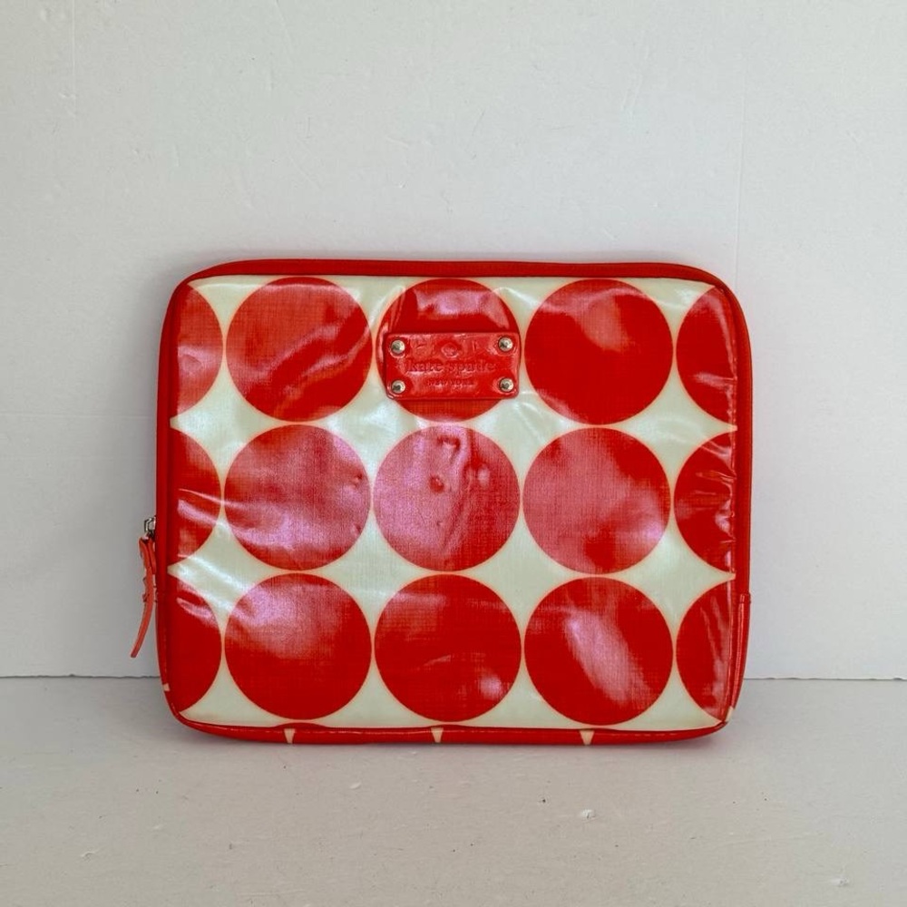 Kate Spade Womens Insulated Polka Dot Zip Around Red Flat IPad Case